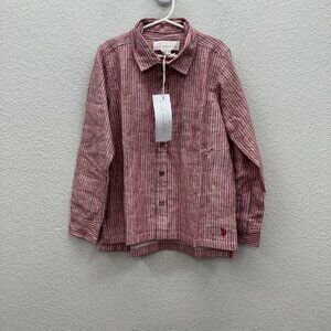 Well Dressed Wolf Red Linen Cotton Long Sleeve Button Up Shirt Boys size 8 NEW